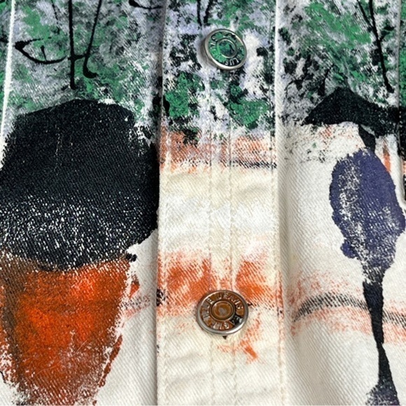 Marguerita Oversized Hand Painted Off White Denim Shacket Top Size M‎ - Picture 10 of 15
